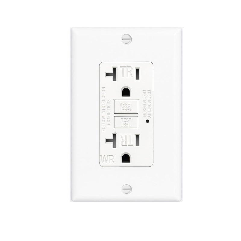 LOONAVA (20 AMP - 1 Pack) GFCI Outlet WR White – Tamper Resistant, Weather Resistant GFI Receptacle with Self-Test, LED Indicator,UL Listed, Easy Install – Ground Fault Outlet for Outdoor Use & Bathroom - Image 1